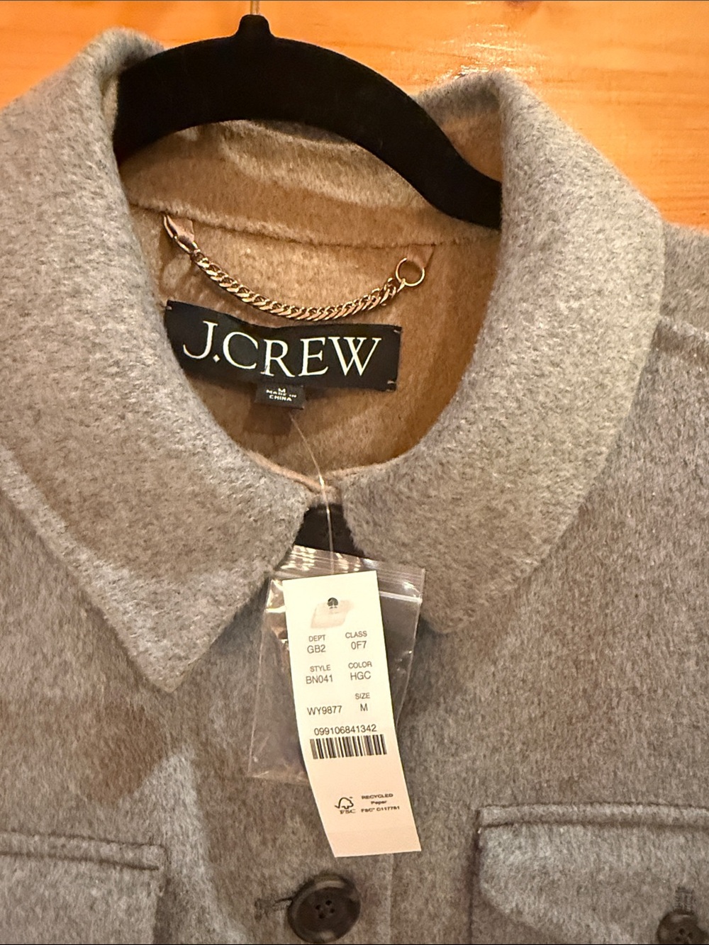 NWT! 🩶 J. Crew Double Faced Wool Shacket, Grey/Camel, Size M - Picture 4 of 9